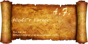 Alpár Ferenc névjegykártya