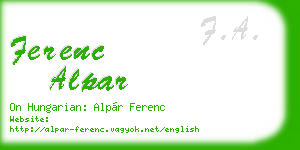 ferenc alpar business card