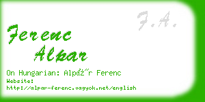 ferenc alpar business card